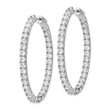 Sterling Shimmer Sterling Silver Rhodium-plated 66 Stone 3.0mm CZ In and Out Oval Hinged Hoop Earrings - Birthstone Company