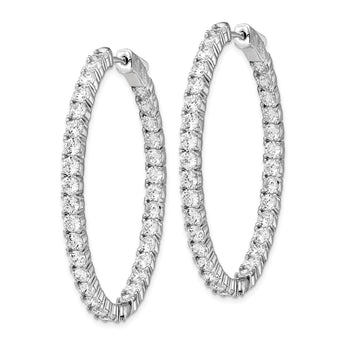 Sterling Shimmer Sterling Silver Rhodium-plated 66 Stone 3.0mm CZ In and Out Oval Hinged Hoop Earrings - Birthstone Company
