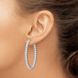 Sterling Shimmer Sterling Silver Rhodium-plated 66 Stone 3.0mm CZ In and Out Oval Hinged Hoop Earrings - Birthstone Company