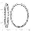Sterling Shimmer Sterling Silver Rhodium-plated 66 Stone 3.0mm CZ In and Out Oval Hinged Hoop Earrings - Birthstone Company
