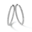 Sterling Shimmer Sterling Silver Rhodium-plated 66 Stone 3.0mm CZ In and Out Oval Hinged Hoop Earrings - Birthstone Company