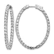 Sterling Shimmer Sterling Silver Rhodium-plated 66 Stone 3.0mm CZ In and Out Oval Hinged Hoop Earrings - Birthstone Company