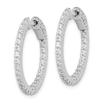 Sterling Shimmer Sterling Silver Rhodium-plated 50 Stone 1.7mm CZ In and Out Round Hinged Hoop Earrings - Birthstone Company