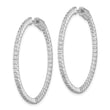 Sterling Shimmer Sterling Silver Rhodium-plated 100 Stone 1.7mm CZ In and Out Round Hinged Hoop Earrings - Birthstone Company