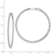 Sterling Shimmer Sterling Silver Rhodium-plated 150 Stone 1.7mm CZ In and Out Round Hinged Hoop Earrings - Birthstone Company