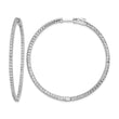 Sterling Shimmer Sterling Silver Rhodium-plated 150 Stone 1.7mm CZ In and Out Round Hinged Hoop Earrings - Birthstone Company