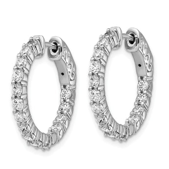 Sterling Shimmer Sterling Silver Rhodium-plated 30 Stone 2.3mm CZ In and Out Round Hinged Hoop Earrings - Birthstone Company
