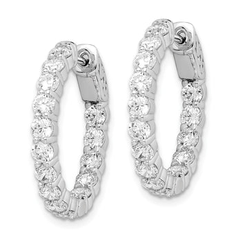 Sterling Shimmer Sterling Silver Rhodium-plated 30 Stone 3mm CZ In and Out Round Hinged Hoop Earrings - Birthstone Company