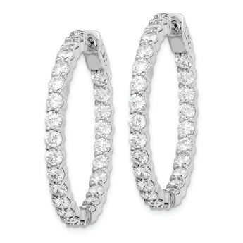 Sterling Shimmer Sterling Silver Rhodium-plated 50 Stone 3mm CZ In and Out Round Hinged Hoop Earrings