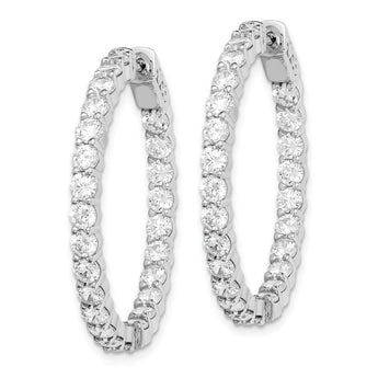 Sterling Shimmer Sterling Silver Rhodium-plated 50 Stone 3mm CZ In and Out Round Hinged Hoop Earrings - Birthstone Company
