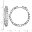 Sterling Shimmer Sterling Silver Rhodium-plated 50 Stone 3mm CZ In and Out Round Hinged Hoop Earrings - Birthstone Company