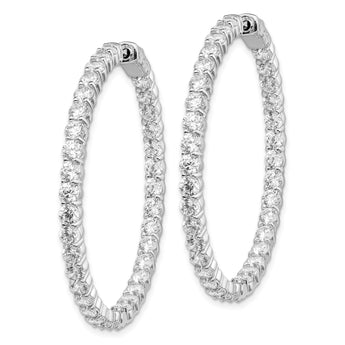 Sterling Shimmer Sterling Silver Rhodium-plated 70 Stone 3mm CZ In and Out Round Hinged Hoop Earrings - Birthstone Company