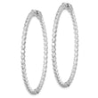 Sterling Shimmer Sterling Silver Rhodium-plated 90 Stone 2mm CZ In and Out Round Hinged Hoop Earrings - Birthstone Company