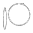 Sterling Shimmer Sterling Silver Rhodium-plated 90 Stone 2mm CZ In and Out Round Hinged Hoop Earrings