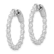 Sterling Shimmer Sterling Silver Rhodium-plated 30 Stone 2.3mm CZ In and Out Round Hinged Hoop Earrings - Birthstone Company