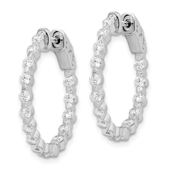 Sterling Shimmer Sterling Silver Rhodium-plated 30 Stone 2.3mm CZ In and Out Round Hinged Hoop Earrings - Birthstone Company