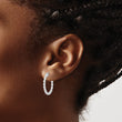 Sterling Shimmer Sterling Silver Rhodium-plated 30 Stone 2.3mm CZ In and Out Round Hinged Hoop Earrings - Birthstone Company