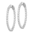 Sterling Shimmer Sterling Silver Rhodium-plated 52 Stone 2.3mm CZ In and Out Round Hinged Hoop Earrings - Birthstone Company