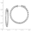 Sterling Shimmer Sterling Silver Rhodium-plated 52 Stone 2.3mm CZ In and Out Round Hinged Hoop Earrings - Birthstone Company