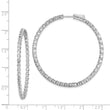 Sterling Shimmer Sterling Silver Rhodium-plated 78 Stone 2.3mm CZ In and Out Round Hinged Hoop Earrings - Birthstone Company