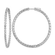 Sterling Shimmer Sterling Silver Rhodium-plated 78 Stone 2.3mm CZ In and Out Round Hinged Hoop Earrings - Birthstone Company