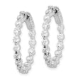 Sterling Shimmer Sterling Silver Rhodium-plated 28 Stone 2.7mm CZ In and Out Round Hinged Hoop Earrings - Birthstone Company