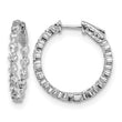 Sterling Shimmer Sterling Silver Rhodium-plated 28 Stone 2.7mm CZ In and Out Round Hinged Hoop Earrings - Birthstone Company