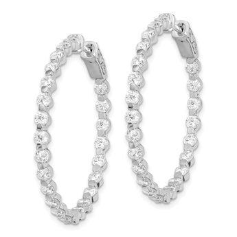 Sterling Shimmer Sterling Silver Rhodium-plated 46 Stone 2.75mm CZ In and Out Round Hinged Hoop Earrings - Birthstone Company