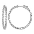 Sterling Shimmer Sterling Silver Rhodium-plated 46 Stone 2.75mm CZ In and Out Round Hinged Hoop Earrings - Birthstone Company