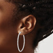 Sterling Shimmer Sterling Silver Rhodium-plated 78 Stone 2.75mm CZ In and Out Round Hinged Hoop Earrings - Birthstone Company