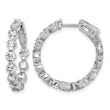 Sterling Shimmer Sterling Silver Rhodium-plated 22 Stone 3.5mm CZ In and Out Round Hinged Hoop Earrings - Birthstone Company