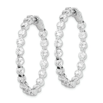 Sterling Shimmer Sterling Silver Rhodium-plated 36 Stone 3.5mm CZ In and Out Round Hinged Hoop Earrings