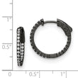 Sterling Shimmer Black Rhodium-plated 42 Stone 1.3mm CZ In and Out Round Hinged Hoop Earrings - Birthstone Company