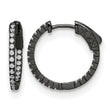 Sterling Shimmer Black Rhodium-plated 42 Stone 1.3mm CZ In and Out Round Hinged Hoop Earrings - Birthstone Company