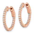 Sterling Shimmer Sterling Silver Rose-tone Rose Gold-plated 40 Stone 1.3mm CZ In and Out Round Hinged Hoop Earrings - Birthstone Company