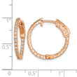 Sterling Shimmer Sterling Silver Rose-tone Rose Gold-plated 40 Stone 1.3mm CZ In and Out Round Hinged Hoop Earrings - Birthstone Company