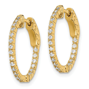 Sterling Shimmer Sterling Silver Gold-tone Flash Gold-plated 42 Stone 1.3mm CZ In and Out Round Hinged Hoop Earrings - Birthstone Company