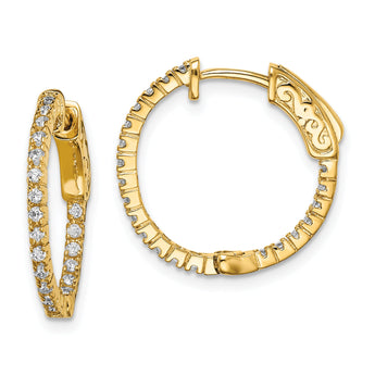 Sterling Shimmer Sterling Silver Gold-tone Flash Gold-plated 42 Stone 1.3mm CZ In and Out Round Hinged Hoop Earrings