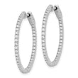 Sterling Shimmer Sterling Silver Rhodium-plated 80 Stone 1.25mm CZ In and Out Round Hinged Hoop Earrings - Birthstone Company