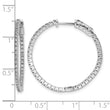 Sterling Shimmer Sterling Silver Rhodium-plated 80 Stone 1.25mm CZ In and Out Round Hinged Hoop Earrings - Birthstone Company