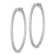 Sterling Shimmer Sterling Silver Rhodium-plated 122 Stone 1.3mm CZ In and Out Round Hinged Hoop Earrings - Birthstone Company