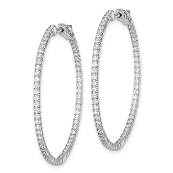 Sterling Shimmer Sterling Silver Rhodium-plated 122 Stone 1.3mm CZ In and Out Round Hinged Hoop Earrings - Birthstone Company