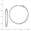 Sterling Shimmer Sterling Silver Rhodium-plated 122 Stone 1.3mm CZ In and Out Round Hinged Hoop Earrings - Birthstone Company