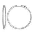 Sterling Shimmer Sterling Silver Rhodium-plated 122 Stone 1.3mm CZ In and Out Round Hinged Hoop Earrings - Birthstone Company