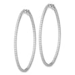 Sterling Shimmer Sterling Silver Rhodium-plated 162 Stone 1.2mm CZ In and Out Round Hinged Hoop Earrings - Birthstone Company