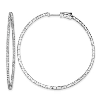 Sterling Shimmer Sterling Silver Rhodium-plated 162 Stone 1.2mm CZ In and Out Round Hinged Hoop Earrings - Birthstone Company