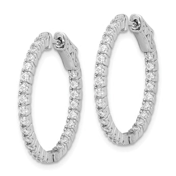 Sterling Shimmer Sterling Silver Rhodium-plated 50 Stone 1.75mm CZ In and Out Round Hinged Hoop Earrings - Birthstone Company
