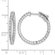 Sterling Shimmer Sterling Silver Rhodium-plated 50 Stone 1.75mm CZ In and Out Round Hinged Hoop Earrings - Birthstone Company