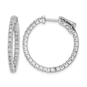Sterling Shimmer Sterling Silver Rhodium-plated 50 Stone 1.75mm CZ In and Out Round Hinged Hoop Earrings - Birthstone Company