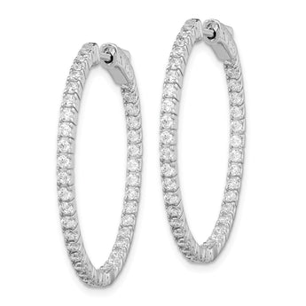 Sterling Shimmer Sterling Silver Rhodium-plated 76 Stone 1.6mm CZ In and Out Round Hinged Hoop Earrings - Birthstone Company